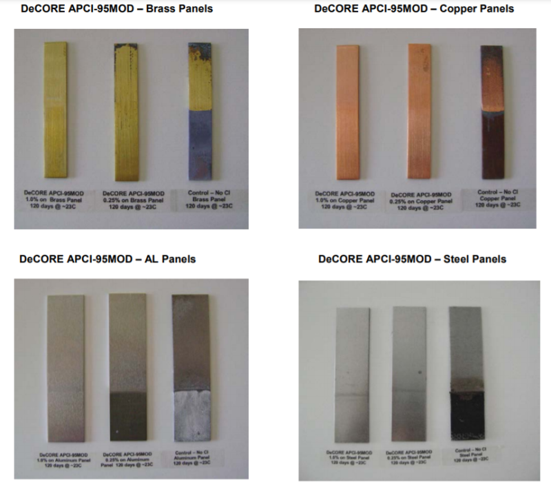 DeForest Enterprises DeCORE APCI-95 MOD Multi Metal Water Soluble Corrosion Inhibitor Product Efficacy Studies - 1