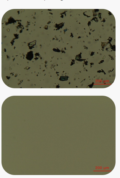 Aphilcap™ PN - Comparison Between 0.1% Puerarin(Top) And 20% Aphilcap™ Pn(Bottom) in Aqueous Solution [Optical Microscope Image]