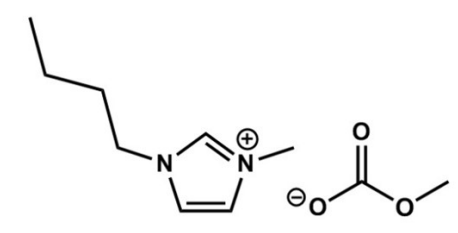 Proionic GmbH 1-Butyl-3-methylimidazolium methylcarbonate solution, approx. 30 %w in methanol (00299.5000) - Structure