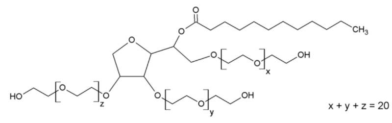 Mosselman Sorbitan Monolaurate 20 EO EP 10 Polysorbate 20 (9005-64-5) - Chemical Structure